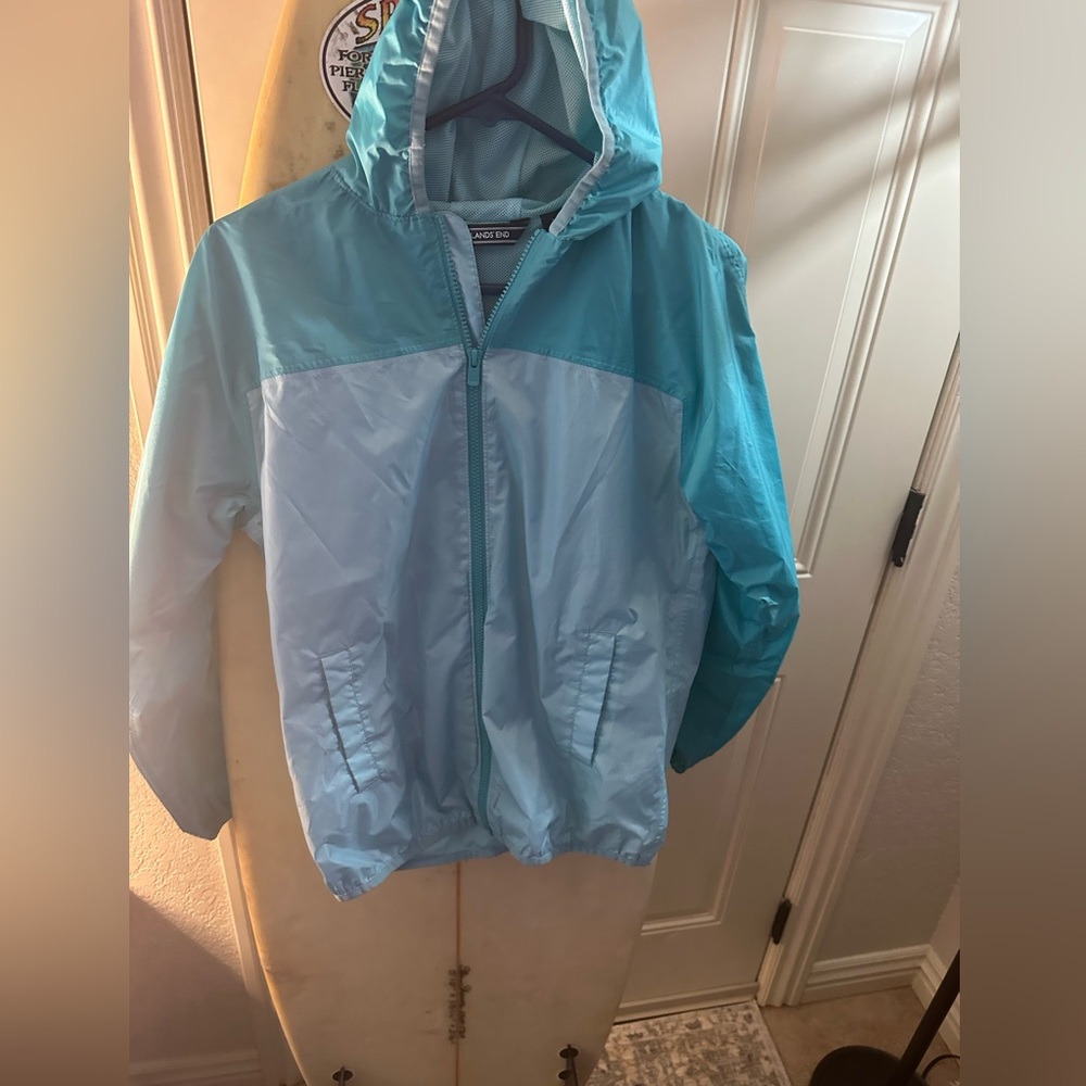 Light Blue Hooded Windbreaker Jacket for Kids